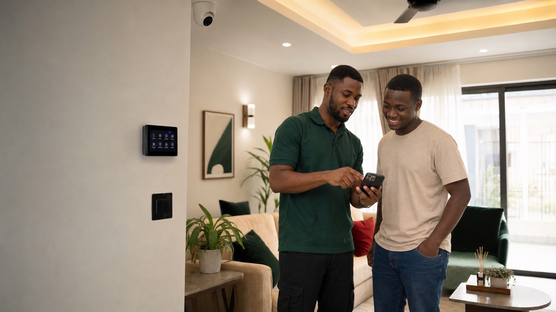 Smart home specialist helping a customer plan connected devices