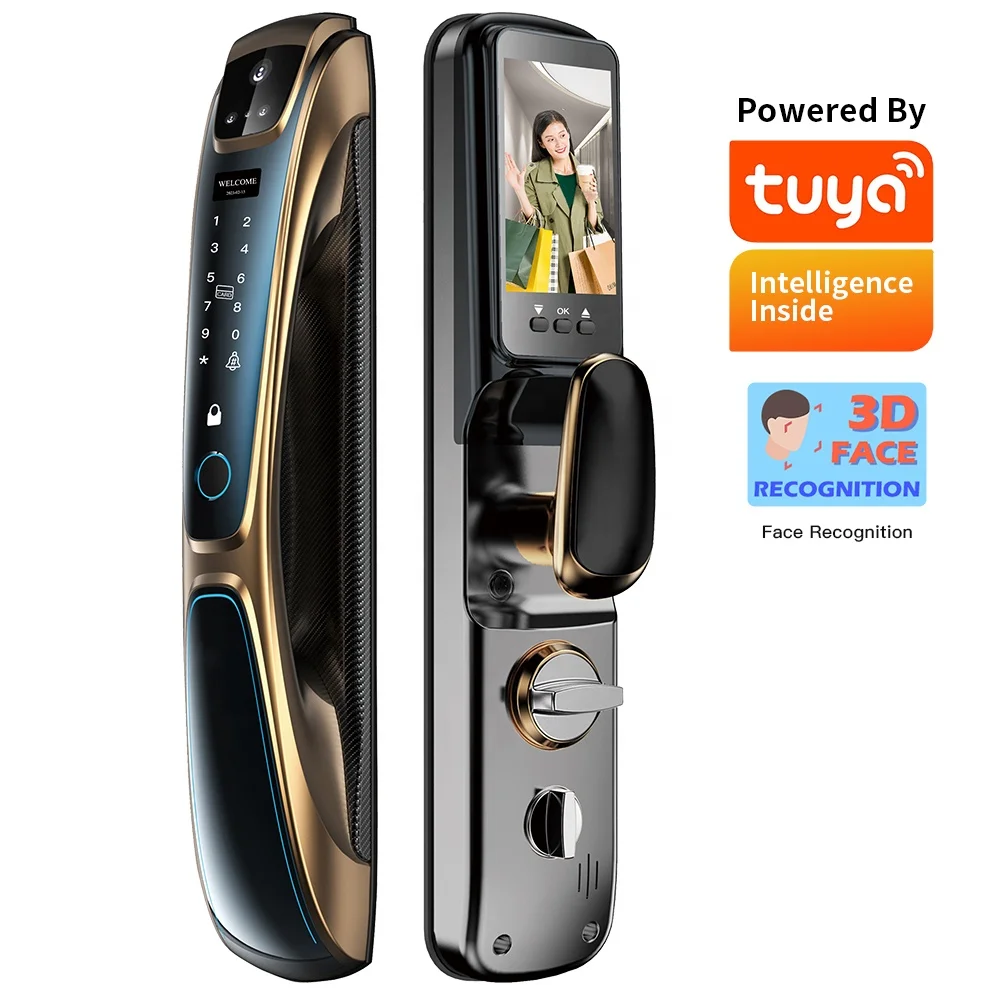 D28 Face Recognition Smart Door Lock - Gold