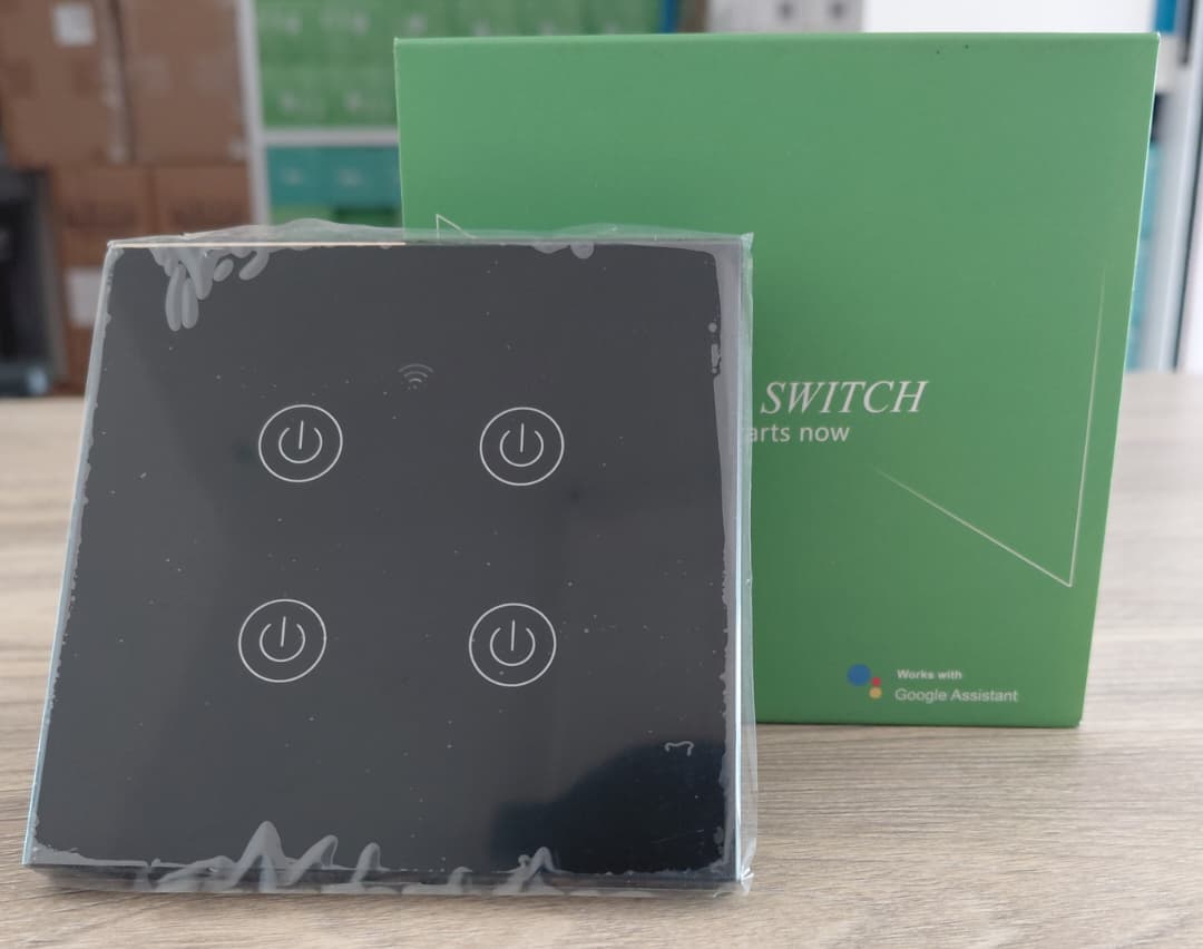 Tuya/Matter 4-Gang Smart Switch - No Neutral - Black