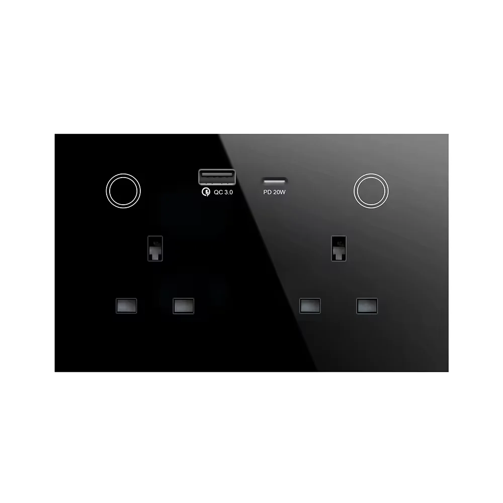 Double Smart Wall Socket with USB and USB-C