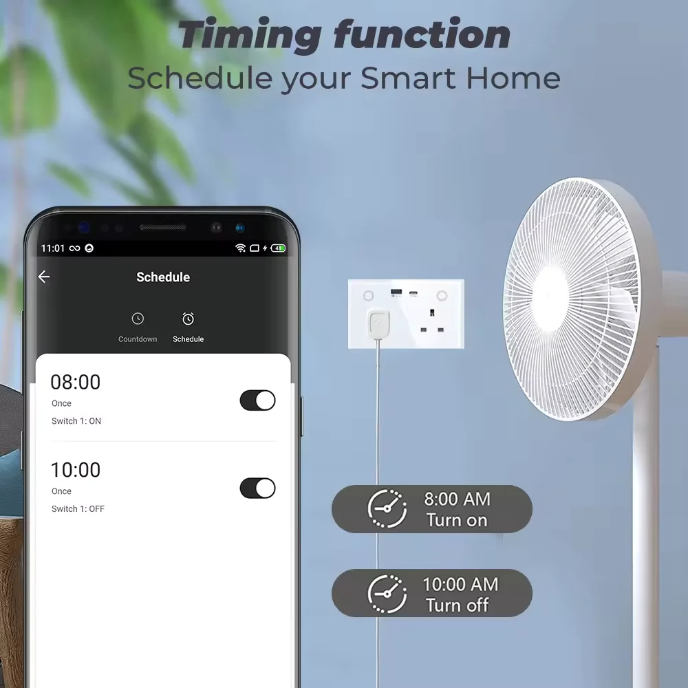 Double Smart Wall Socket with USB and USB-C