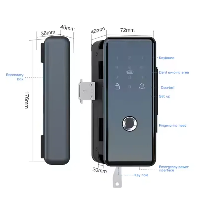 S11 Smart Glass Door Lock - Black