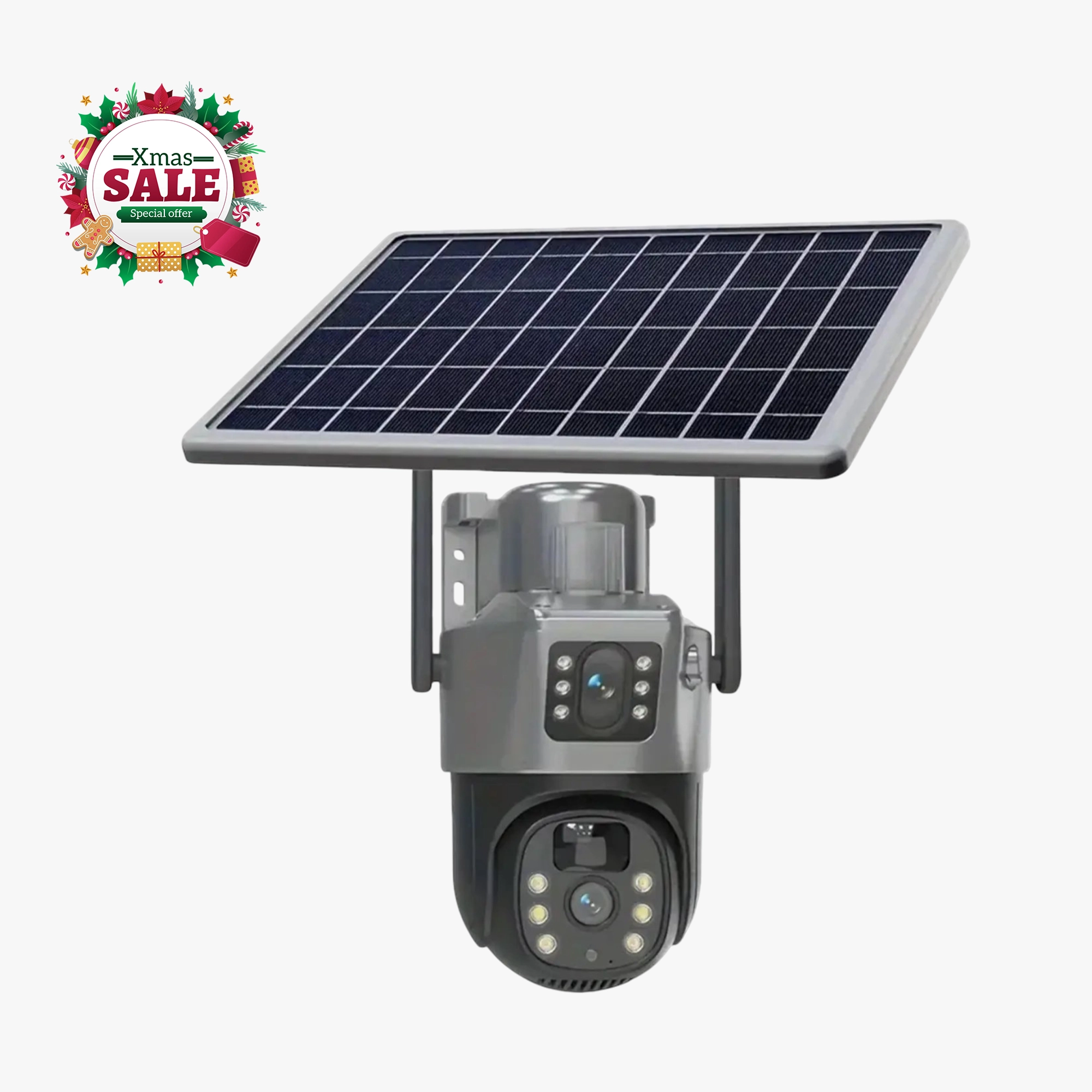 4G Sim Solar Powered Outdoor Security Camera | Dual Lens CCTV Dome  | O-Kam App Support