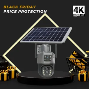 4G Sim Solar Powered Outdoor Security Camera | Dual Lens CCTV Dome  | O-Kam App Support