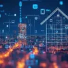 Smart home technology concept with connected device icons for new homeowners in Ghana